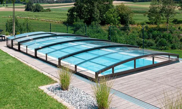 Pooltak Special 4×10 utan sarg klarplast sidodörr antracit