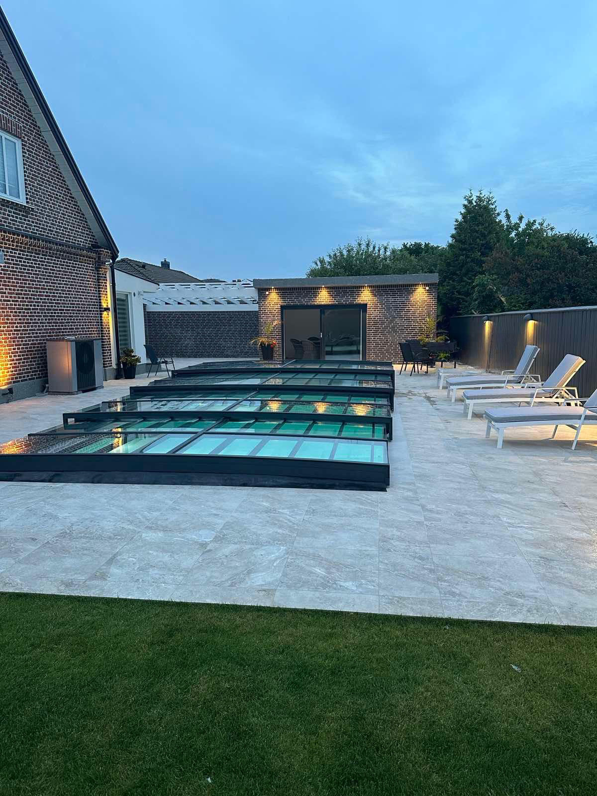 Pooltak ICON KIT S1 3×6 (klarglas, sidodörr, enkelskena, antracit)