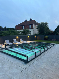 Pooltak ICON KIT S3 4×9 (klarglas, sidodörr, enkelskena, antracit)