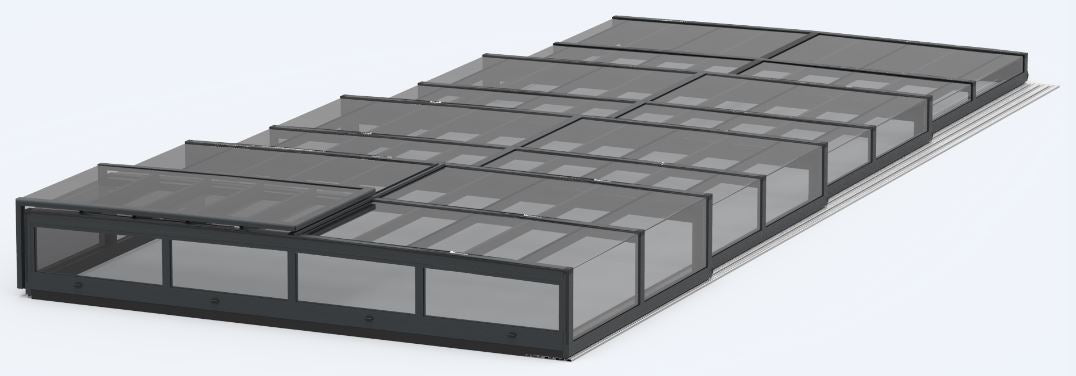 Pooltak ICON KIT S3 4×9 (klarglas, sidodörr, enkelskena, antracit)