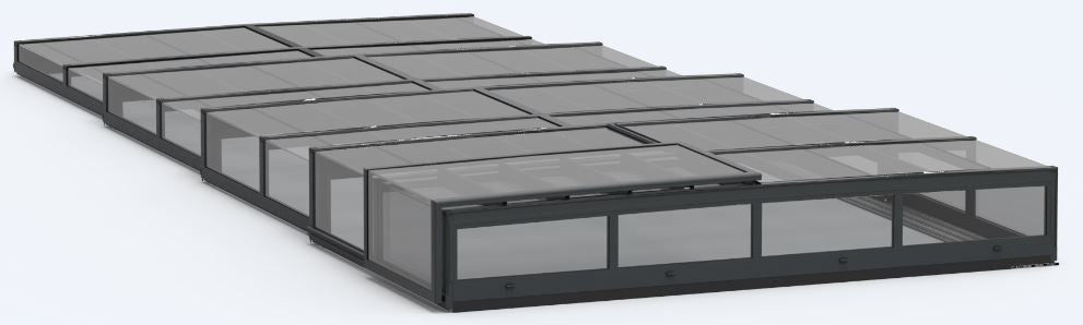 Pooltak ICON KIT S3 4×9 (klarglas, sidodörr, enkelskena, antracit)