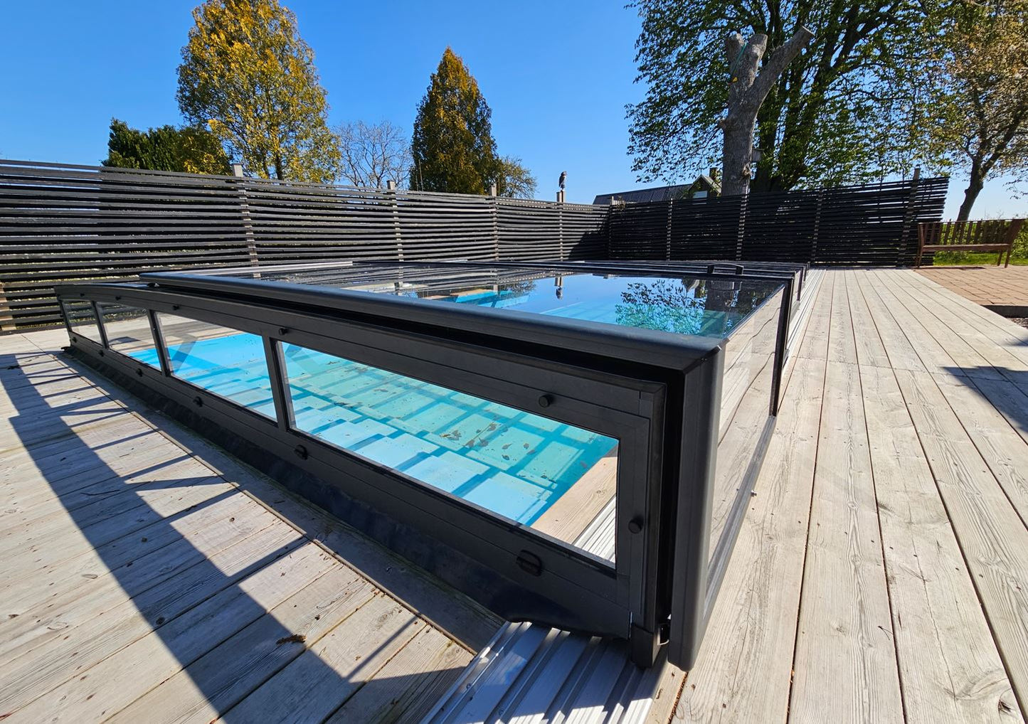 Pooltak ICON KIT S1 3×6 (klarglas, sidodörr, enkelskena, antracit)