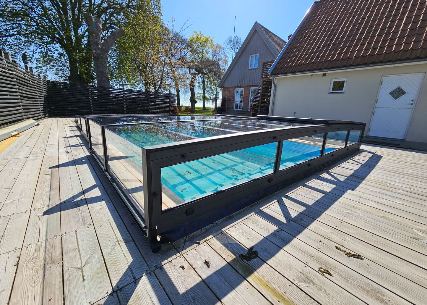 Pooltak ICON KIT S3 4×9 (klarglas, sidodörr, enkelskena, antracit)