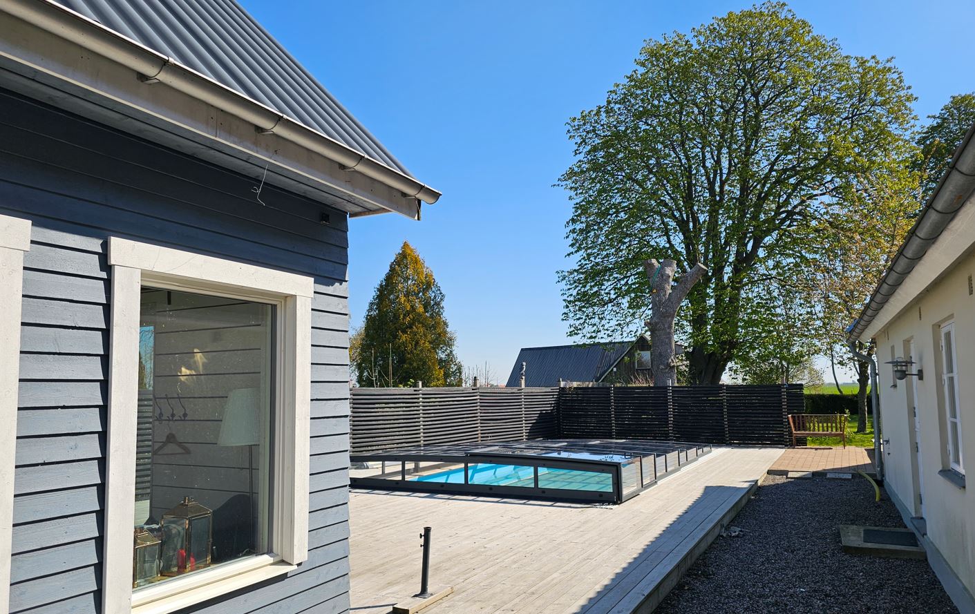 Pooltak ICON KIT S3 4×9 (klarglas, sidodörr, enkelskena, antracit)