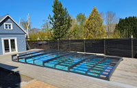 Pooltak ICON KIT S3 4×9 (klarglas, sidodörr, enkelskena, antracit)