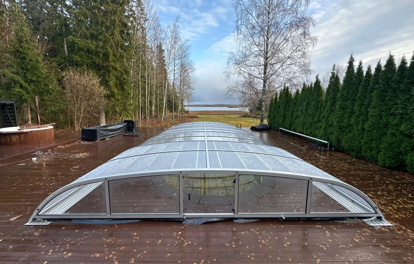 Pooltak NIVO KIT A 4×8 (klarglas, ELOX, frontdörr)