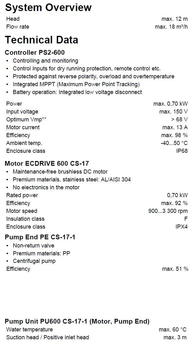 Lorentz Solcellspumppaket PS2-600 CS-17-1