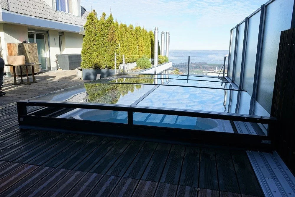 Pooltak Mästare PLUS 4×10 enkelskena, 6mm klarplast